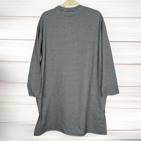 6397 Houndstooth Long Sleeve Shift Oversized Dress In Black/ White XS-L - Picture 5 of 13